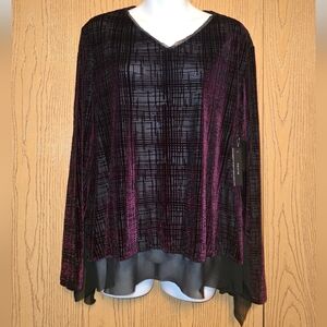 Simply Vera Vera Wang purple and black velvet burnout top PL